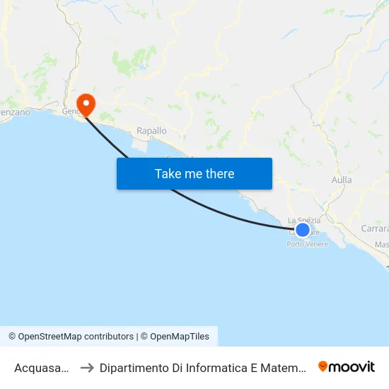 Acquasanta to Dipartimento Di Informatica E Matematica map