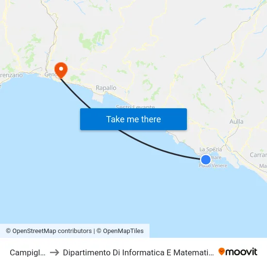 Campiglia to Dipartimento Di Informatica E Matematica map