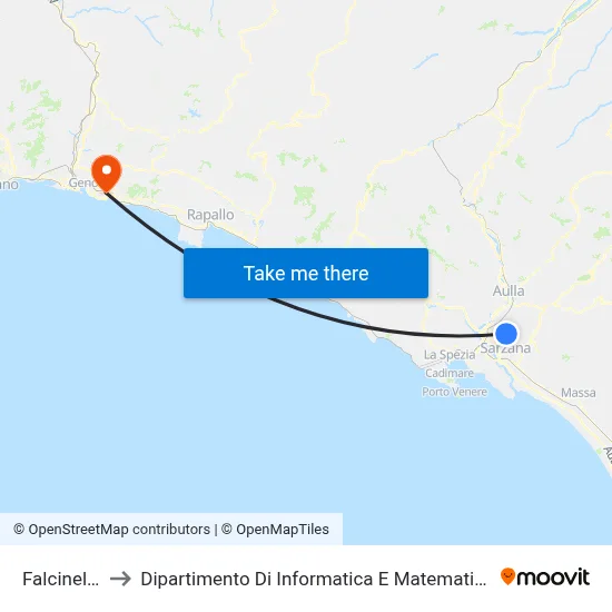 Falcinello to Department of Computer Science and Mathematics map