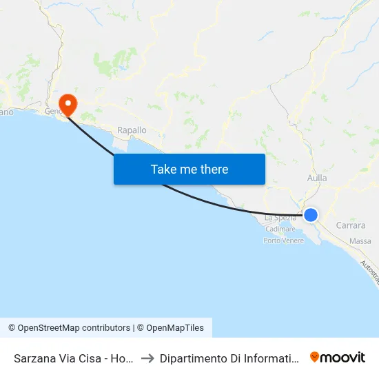Sarzana Via Cisa - Hotel S. Caterina to Dipartimento Di Informatica E Matematica map
