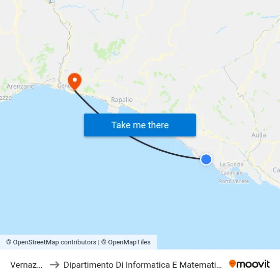 Vernazza to Department of Computer Science and Mathematics map
