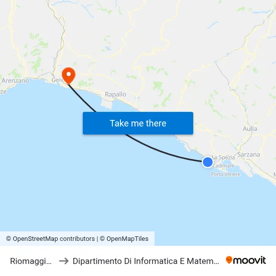 Riomaggiore to Department of Computer Science and Mathematics map