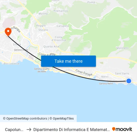 Capolungo to Dipartimento Di Informatica E Matematica map