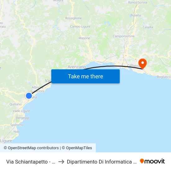 Via Schiantapetto - Lavagnola to Dipartimento Di Informatica E Matematica map