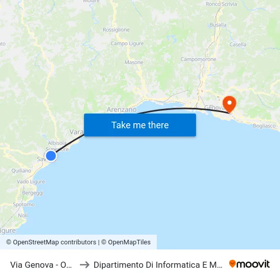 Via Genova - Obitorio to Dipartimento Di Informatica E Matematica map