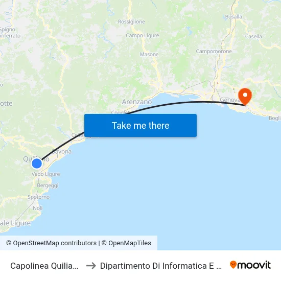 Quiliano Orso Terminal to Department of Computer Science and Mathematics map