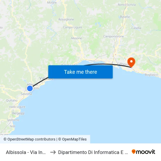 Albissola - Via Ines Negri to Dipartimento Di Informatica E Matematica map