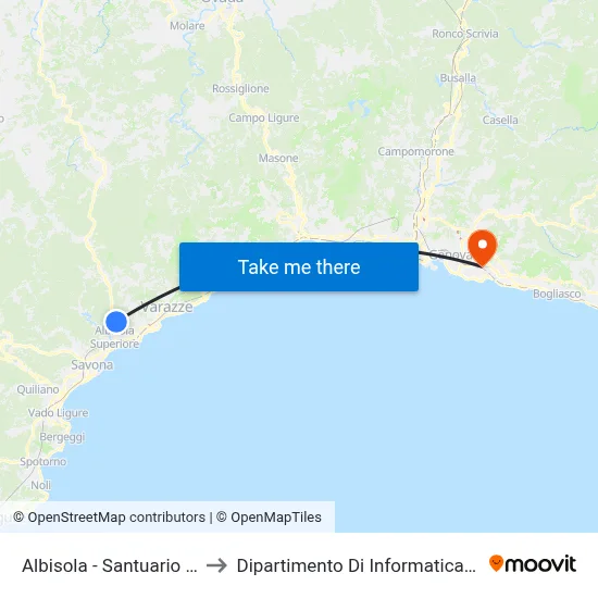 Albisola - Santuario Della Pace to Dipartimento Di Informatica E Matematica map