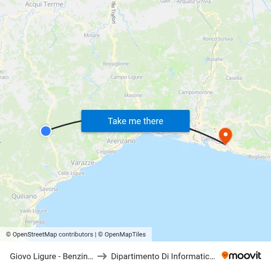 Giovo Ligure - Gas Station (Sp 334) to Department of Computer Science and Mathematics map