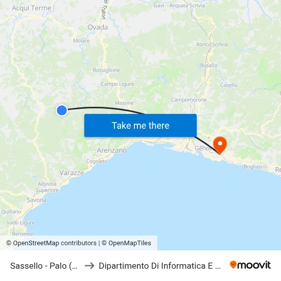 Sassello - Palo (Centro) to Dipartimento Di Informatica E Matematica map