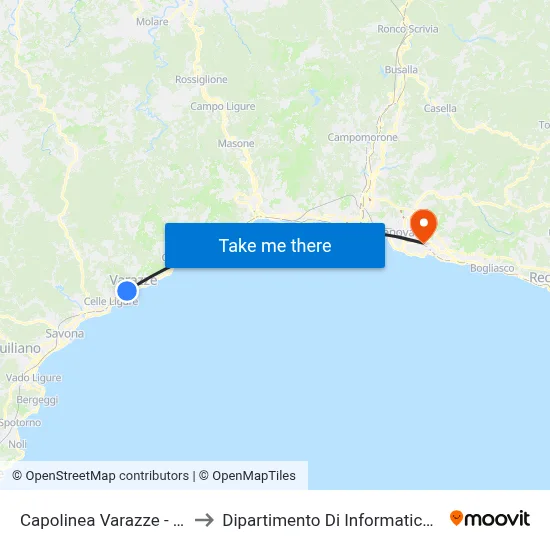 Varazze Railway Station to Department of Computer Science and Mathematics map