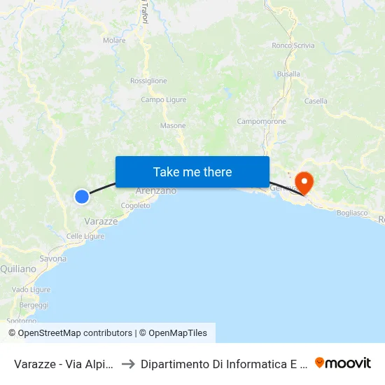 Varazze - Alpicella Street, 49 to Department of Computer Science and Mathematics map