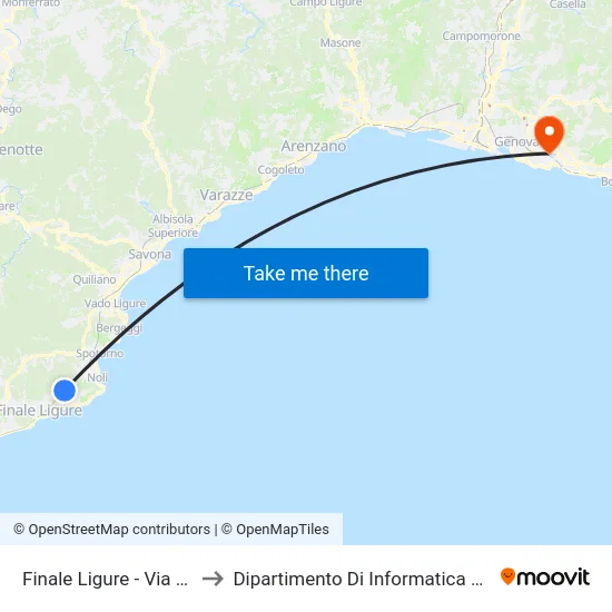 Finale Ligure - Via Manie, 12 to Dipartimento Di Informatica E Matematica map