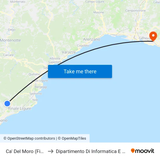Ca' Del Moro (Finale L.) to Dipartimento Di Informatica E Matematica map