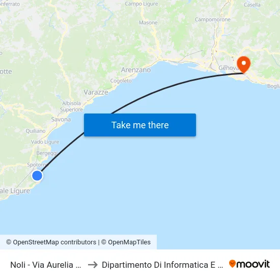Noli - Via Aurelia (Centro) to Dipartimento Di Informatica E Matematica map