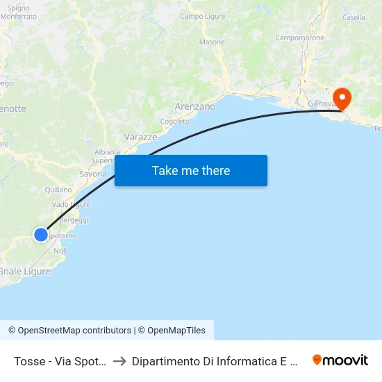 Tosse - Via Spotorno 5 to Dipartimento Di Informatica E Matematica map