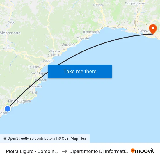 Pietra Ligure - Corso Italia (Maremola) to Dipartimento Di Informatica E Matematica map