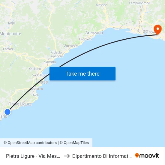 Pietra Ligure - Via Messina (Maremola) to Dipartimento Di Informatica E Matematica map