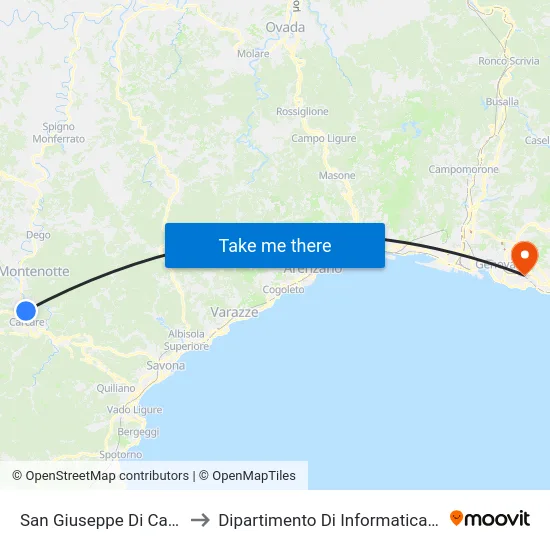 San Giuseppe Di Cairo - Chiesa to Dipartimento Di Informatica E Matematica map