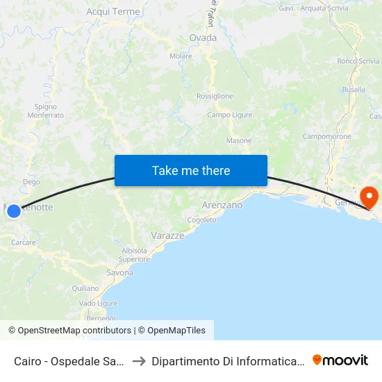 Cairo - Ospedale San Giuseppe to Dipartimento Di Informatica E Matematica map