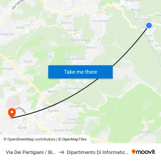 Partisans Street / Viganego Junction to Department of Computer Science and Mathematics map