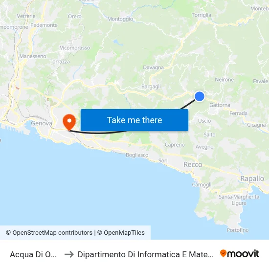 Acqua Di Ognio to Dipartimento Di Informatica E Matematica map