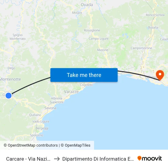 Carcare - National Road 47 to Department of Computer Science and Mathematics map