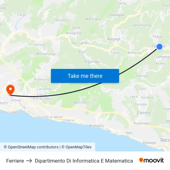 Ferriere to Dipartimento Di Informatica E Matematica map