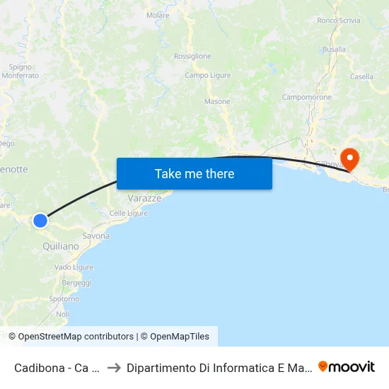 Cadibona - Ca Burre to Department of Computer Science and Mathematics map