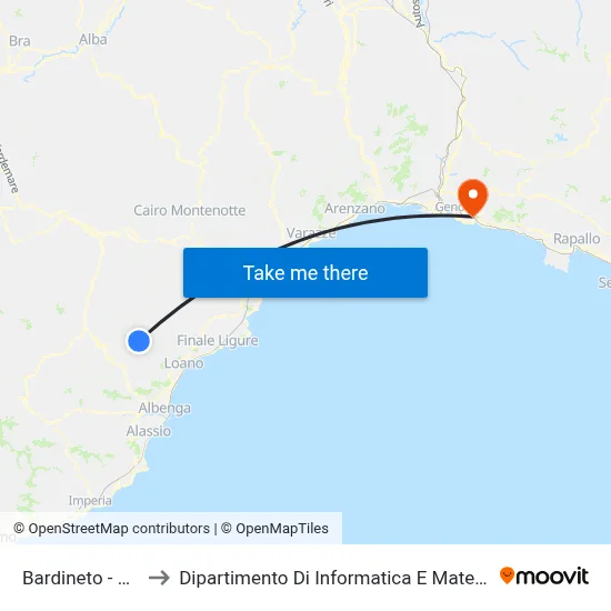 Bardineto - SP 1 to Department of Computer Science and Mathematics map