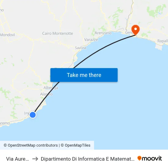 Via Aurelia to Department of Computer Science and Mathematics map
