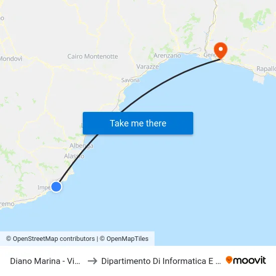 Diano Marina - Via Aurelia to Dipartimento Di Informatica E Matematica map