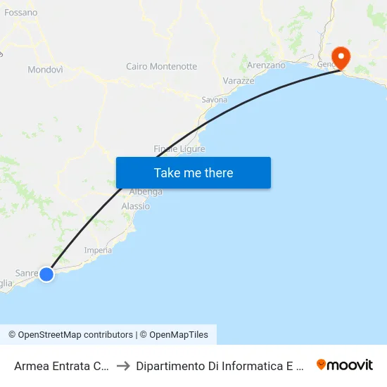 Armea Entrata Cimitero to Dipartimento Di Informatica E Matematica map