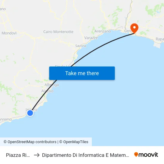 Piazza Ricci to Dipartimento Di Informatica E Matematica map