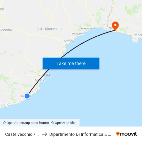 Castelvecchio / Schools to Department of Computer Science and Mathematics map