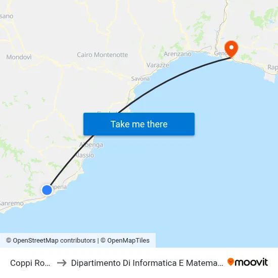 Coppi Rossi to Department of Computer Science and Mathematics map