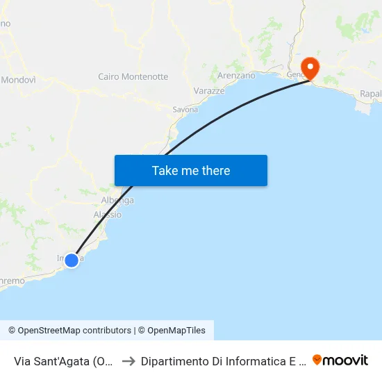 Via Sant'Agata (Ospedale) to Dipartimento Di Informatica E Matematica map