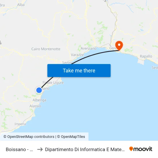 Boissano - Dari to Department of Computer Science and Mathematics map