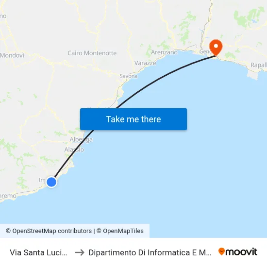 Via Santa Lucia (Itis) to Dipartimento Di Informatica E Matematica map
