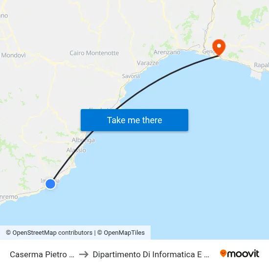 Pietro Crespi Barracks to Department of Computer Science and Mathematics map