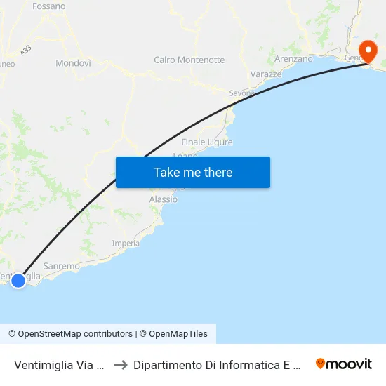 Ventimiglia Via Cavour to Dipartimento Di Informatica E Matematica map
