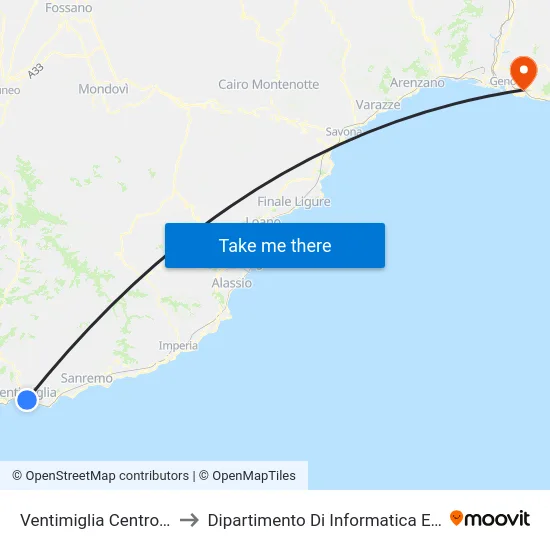 Ventimiglia Centro (Chiesa) to Dipartimento Di Informatica E Matematica map