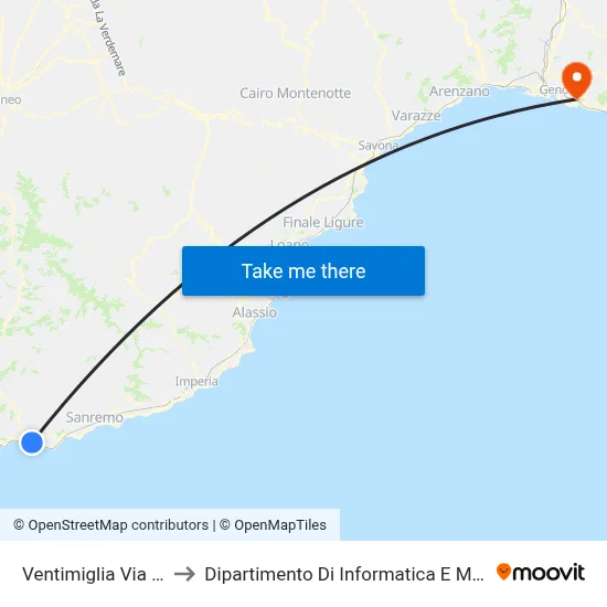 Ventimiglia Dante Street to Department of Computer Science and Mathematics map