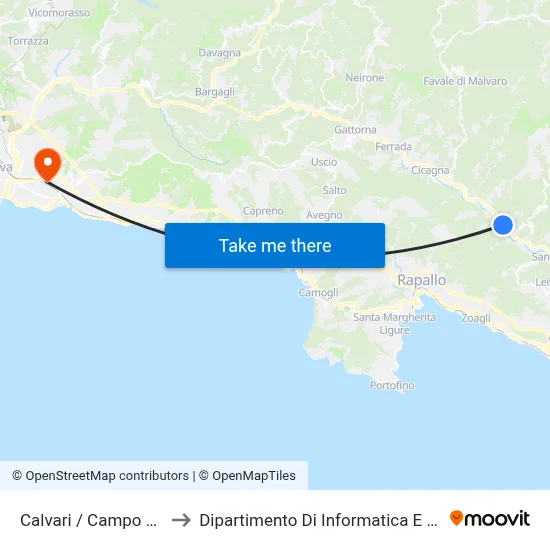 Calvari / Sports Field to Department of Computer Science and Mathematics map