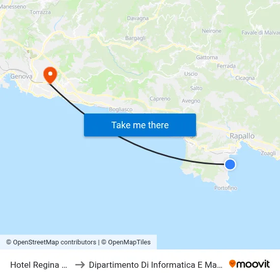Hotel Regina Elena to Department of Computer Science and Mathematics map