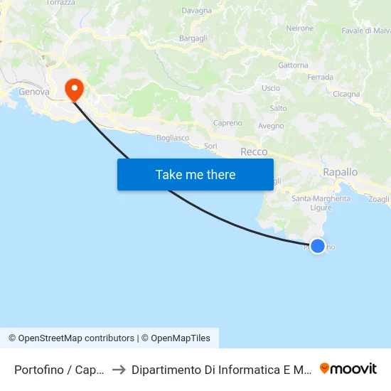 Portofino / Capolinea to Dipartimento Di Informatica E Matematica map