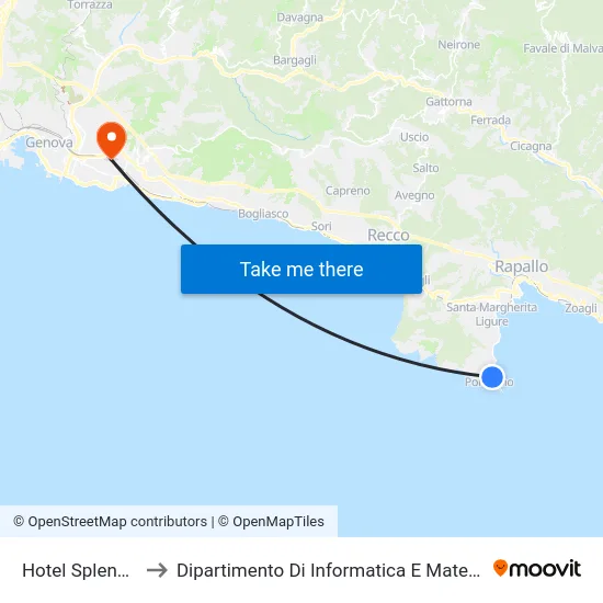 Hotel Splendido to Dipartimento Di Informatica E Matematica map