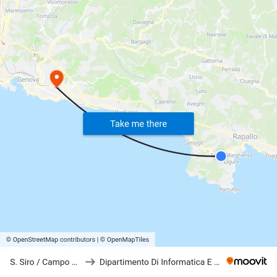 S. Siro / Campo Sportivo to Dipartimento Di Informatica E Matematica map