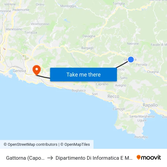 Gattorna (Capolinea) to Dipartimento Di Informatica E Matematica map