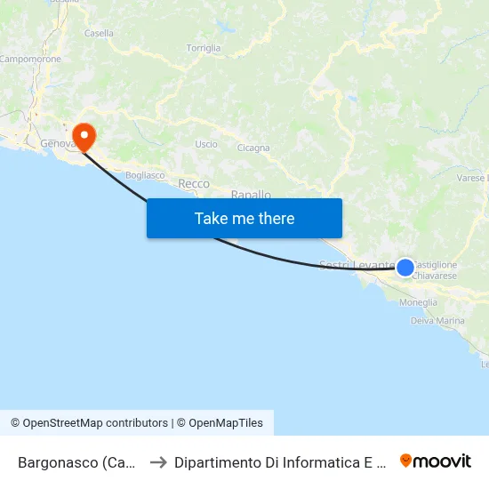 Bargonasco (Terminal) to Department of Computer Science and Mathematics map